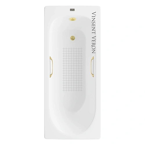 Ванна чугунная Vinsent Veron Soissons 170x70x42 VCN1707042H/VH0012MGD-AS с ручками матовое золото и антискользящим покрытием Ванна чугунная Vinsent Veron Soissons 170x70x42 VCN1707042H/VH0012MGD-AS с ручками матовое золото и антискользящим покрытием