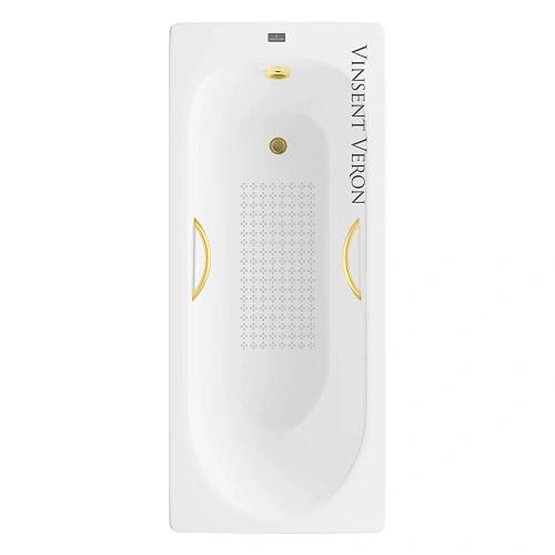 Ванна чугунная Vinsent Veron Soissons 170x70x42 VCN1707042H/VH0015MGD-AS с ручками матовое золото и антискользящим покрытием Ванна чугунная Vinsent Veron Soissons 170x70x42 VCN1707042H/VH0015MGD-AS с ручками матовое золото и антискользящим покрытием
