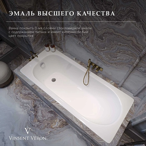 Ванна чугунная Vinsent Veron Soissons 170x70x42 VCN1707042H/VH0015NI-AS с ручками цвет никель и антискользящим покрытием Ванна чугунная Vinsent Veron Soissons 170x70x42 VCN1707042H/VH0015NI-AS с ручками цвет никель и антискользящим покрытием