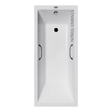 Ванна чугунная Vinsent Veron Square 140x70x45 VSQ1407045H/VH0012BL с черными матовыми ручками
