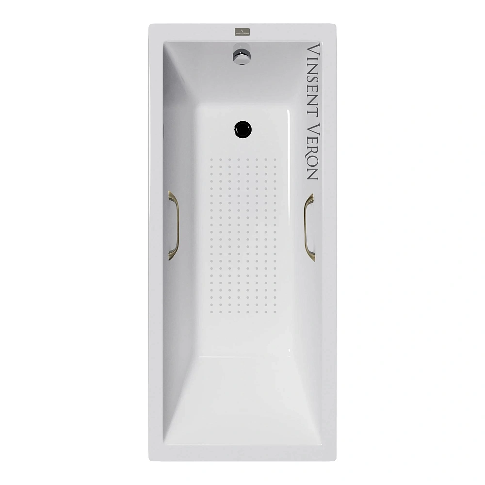 Ванна чугунная Vinsent Veron Square 140x70x45 VSQ1407045H/VH0012BR-AS с бронзовыми ручками и антискользящим покрытием — Изображение 1