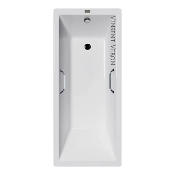 Ванна чугунная Vinsent Veron Square 140x70x45 VSQ1407045H/VH0012CH с хромированными ручками