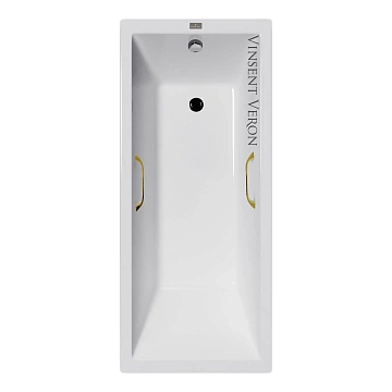 Ванна чугунная Vinsent Veron Square 140x70x45 VSQ1407045H/VH0012GD с золотыми ручками