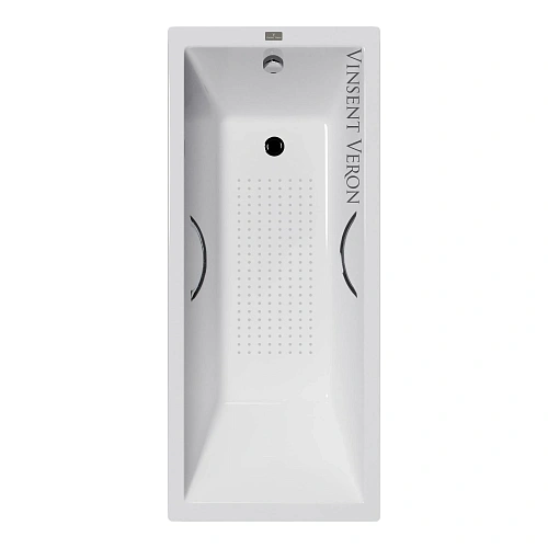Ванна чугунная Vinsent Veron Square 170x75x45 VSQ1707545H/E60327CH-AS с хромированными ручками и антискользящим покрытием Ванна чугунная Vinsent Veron Square 170x75x45 VSQ1707545H/E60327CH-AS с хромированными ручками и антискользящим покрытием