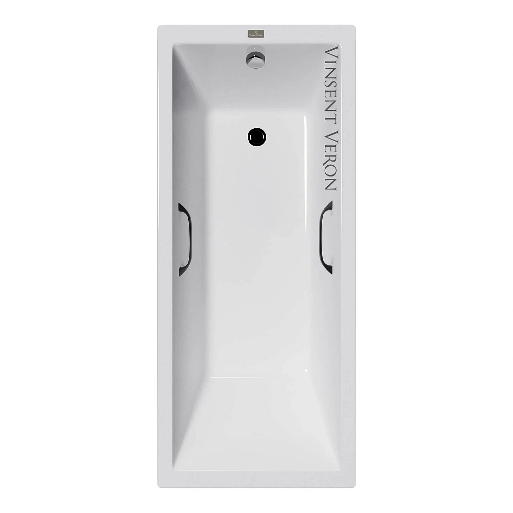 Ванна чугунная Vinsent Veron Square 170x75x45 VSQ1707545H/VH0012BL с черными матовыми ручками — Изображение 1