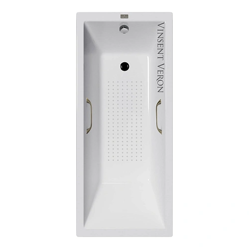 Ванна чугунная Vinsent Veron Square 170x75x45 VSQ1707545H/VH0012BR-AS с бронзовыми ручками и антискользящим покрытием Ванна чугунная Vinsent Veron Square 170x75x45 VSQ1707545H/VH0012BR-AS с бронзовыми ручками и антискользящим покрытием