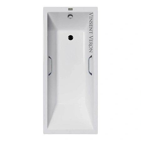 Ванна чугунная Vinsent Veron Square 170x75x45 VSQ1707545H/VH0012CH с хромированными ручками