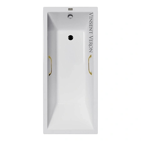 Ванна чугунная Vinsent Veron Square 170x75x45 VSQ1707545H/VH0012GD с золотыми ручками