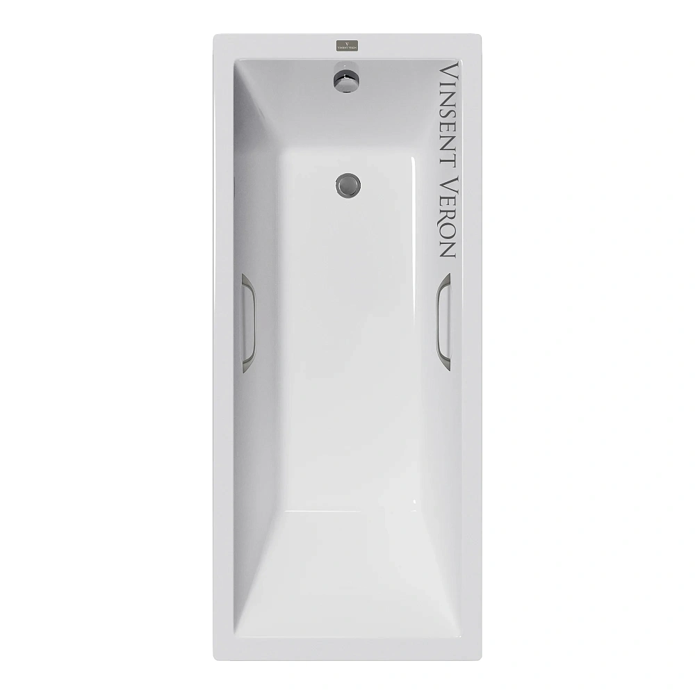 Ванна чугунная Vinsent Veron Square 170x75x45 VSQ1707545H/VH0012GM с ручками оружейная сталь — Изображение 1