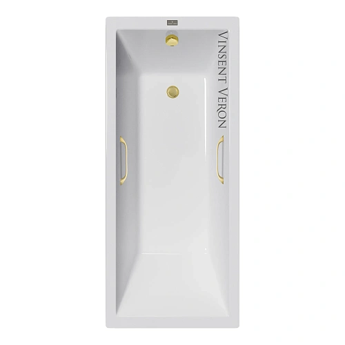 Ванна чугунная Vinsent Veron Square 170x75x45 VSQ1707545H/VH0012MGD с ручками матовое золото Ванна чугунная Vinsent Veron Square 170x75x45 VSQ1707545H/VH0012MGD с ручками матовое золото