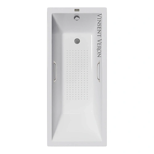 Ванна чугунная Vinsent Veron Square 170x75x45 VSQ1707545H/VH0012NI-AS с ручками цвет никель и антискользящим покрытием Ванна чугунная Vinsent Veron Square 170x75x45 VSQ1707545H/VH0012NI-AS с ручками цвет никель и антискользящим покрытием