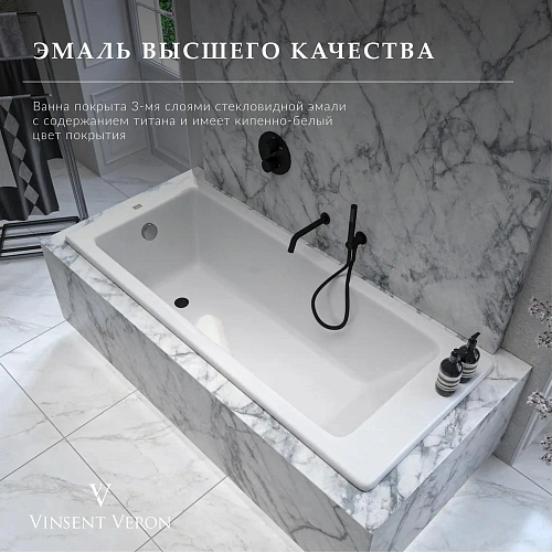 Ванна чугунная Vinsent Veron Tampa 170x70x42 VTP1707042H/VH0012BR с бронзовыми ручками Ванна чугунная Vinsent Veron Tampa 170x70x42 VTP1707042H/VH0012BR с бронзовыми ручками