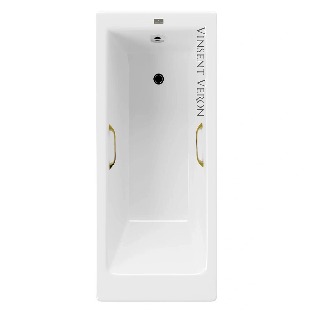 Ванна чугунная Vinsent Veron Tampa 170x70x42 VTP1707042H/VH0012GD с золотыми ручками — Изображение 1