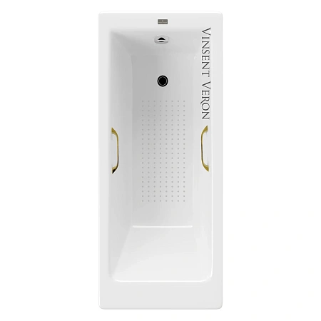 Ванна чугунная Vinsent Veron Tampa 170x70x42 VTP1707042H/VH0012GD-AS с золотыми ручками и антискользящим покрытием Ванна чугунная Vinsent Veron Tampa 170x70x42 VTP1707042H/VH0012GD-AS с золотыми ручками и антискользящим покрытием