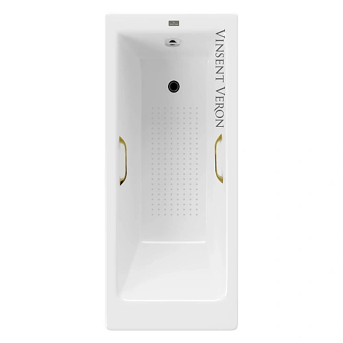 Ванна чугунная Vinsent Veron Tampa 170x70x42 VTP1707042H/VH0012GD-AS с золотыми ручками и антискользящим покрытием Ванна чугунная Vinsent Veron Tampa 170x70x42 VTP1707042H/VH0012GD-AS с золотыми ручками и антискользящим покрытием