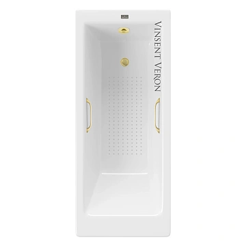 Ванна чугунная Vinsent Veron Tampa 170x70x42 VTP1707042H/VH0012MGD-AS с ручками матовое золото и антискользящим покрытием