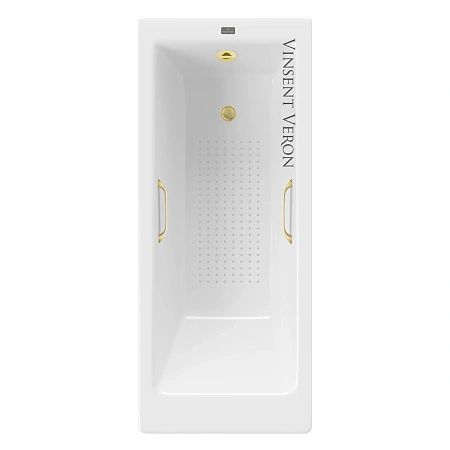 Ванна чугунная Vinsent Veron Tampa 170x70x42 VTP1707042H/VH0012MGD-AS с ручками матовое золото и антискользящим покрытием Ванна чугунная Vinsent Veron Tampa 170x70x42 VTP1707042H/VH0012MGD-AS с ручками матовое золото и антискользящим покрытием
