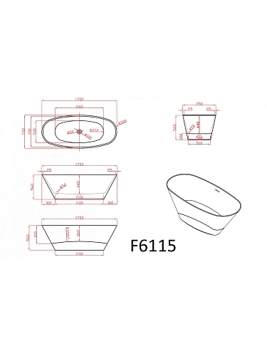 Ванна отдельностоящая Frank F6103 White 170x75 см 12513 акриловая Ванна отдельностоящая Frank F6103 White 170x75 см 12513 акриловая