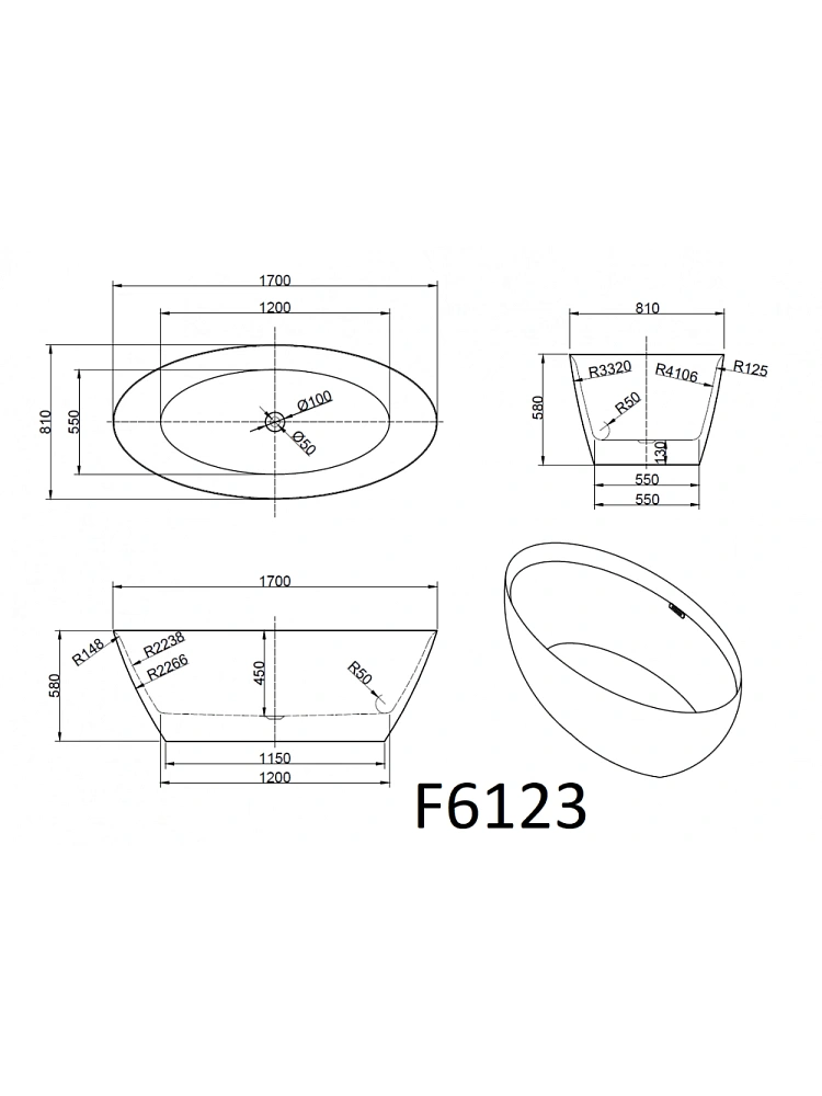 Ванна отдельностоящая Frank F6104 White/Red 170x75 см 125121 акриловая — Изображение 7