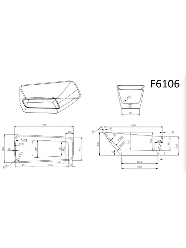 Ванна отдельностоящая Frank F6106 White 170x80 см 12517 акриловая Ванна отдельностоящая Frank F6106 White 170x80 см 12517 акриловая