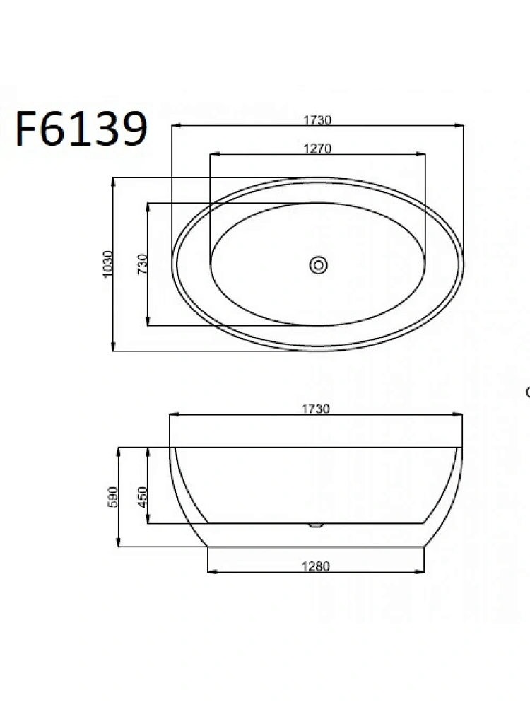 Ванна отдельностоящая Frank F6107 White/Black 170x75 см 12520 акриловая — Изображение 7