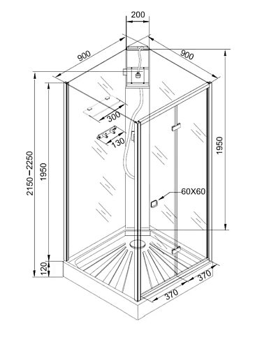 Душевая кабина Ceruttispa BELLA90BF 90x90x215-225 Душевая кабина Ceruttispa BELLA90BF 90x90x215-225