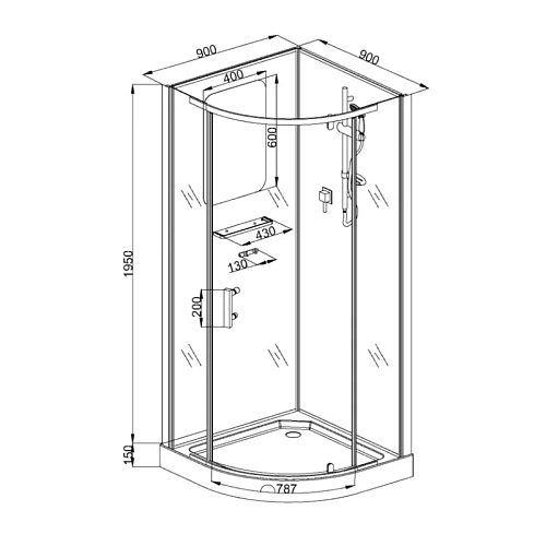 Душевая кабина Ceruttispa KORRA90BF 90x90x205 Душевая кабина Ceruttispa KORRA90BF 90x90x205