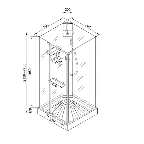 Душевая кабина Ceruttispa MIMI90BF 90x90x215-225 Душевая кабина Ceruttispa MIMI90BF 90x90x215-225