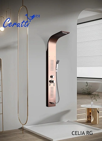 Душевая панель Ceruttispa CELIA RG CT10406 из нержавеющей стали, розовое золото Душевая панель Ceruttispa CELIA RG CT10406 из нержавеющей стали, розовое золото