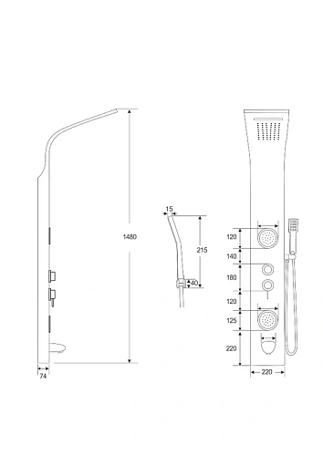 Душевая панель Ceruttispa TWIN BK CT9984 из нержавеющей стали, черный Душевая панель Ceruttispa TWIN BK CT9984 из нержавеющей стали, черный