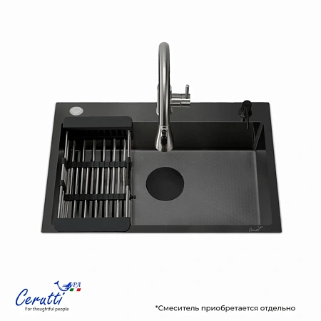 Кухонная мойка Ceruttispa GLORIA 6045B CT12250 nano black графит из нержавеющей стали 600х450х220 Кухонная мойка Ceruttispa GLORIA 6045B CT12250 nano black графит из нержавеющей стали 600х450х220
