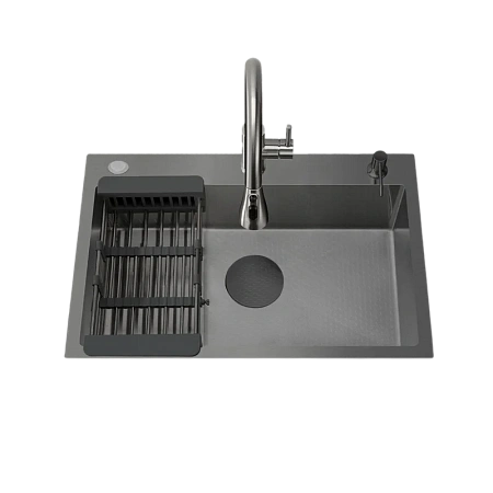Кухонная мойка Ceruttispa GLORIA 60B CT11258 nano black графит из нержавеющей стали 600х500х220 Кухонная мойка Ceruttispa GLORIA 60B CT11258 nano black графит из нержавеющей стали 600х500х220
