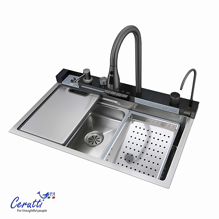 Кухонная мойка Ceruttispa GLORIA CT11888 Nano Embos матовый хром из нержавеющей стали 750х460х230 Кухонная мойка Ceruttispa GLORIA CT11888 Nano Embos матовый хром из нержавеющей стали 750х460х230