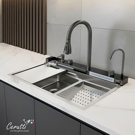 Кухонная мойка Ceruttispa GLORIA CT11888 Nano Embos матовый хром из нержавеющей стали 750х460х230 Кухонная мойка Ceruttispa GLORIA CT11888 Nano Embos матовый хром из нержавеющей стали 750х460х230