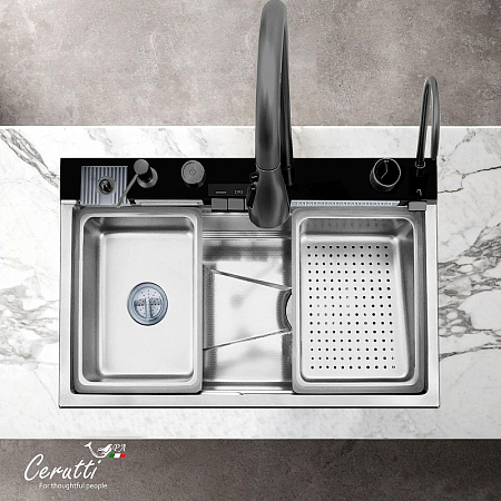 Кухонная мойка Ceruttispa GLORIA CT11888 Nano Embos матовый хром из нержавеющей стали 750х460х230 Кухонная мойка Ceruttispa GLORIA CT11888 Nano Embos матовый хром из нержавеющей стали 750х460х230