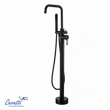 Смеситель для ванны Ceruttispa AFRA B CT12116 напольный, из нержавеющей стали, черный матовый Смеситель для ванны Ceruttispa AFRA B CT12116 напольный, из нержавеющей стали, черный матовый