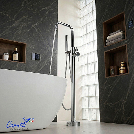 Смеситель для ванны Ceruttispa AFRA CT12115 напольный, из нержавеющей стали, хром Смеситель для ванны Ceruttispa AFRA CT12115 напольный, из нержавеющей стали, хром