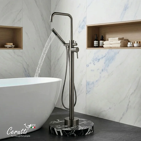 Смеситель для ванны Ceruttispa AFRA GG CT12117 напольный, из нержавеющей стали, графит Смеситель для ванны Ceruttispa AFRA GG CT12117 напольный, из нержавеющей стали, графит