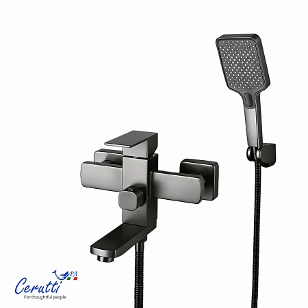 Смеситель для ванны Ceruttispa CLELIA VGR CT12063 из нержавеющей стали, серый матовый Смеситель для ванны Ceruttispa CLELIA VGR CT12063 из нержавеющей стали, серый матовый