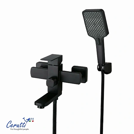 Смеситель для ванны Ceruttispa CLELIA VMB CT12064 из нержавеющей стали, черный матовый Смеситель для ванны Ceruttispa CLELIA VMB CT12064 из нержавеющей стали, черный матовый