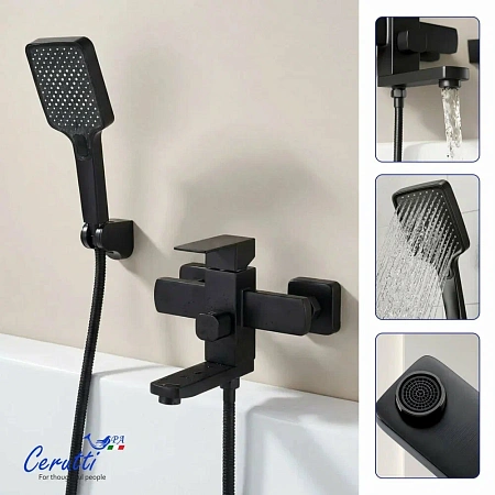 Смеситель для ванны Ceruttispa CLELIA VMB CT12064 из нержавеющей стали, черный матовый Смеситель для ванны Ceruttispa CLELIA VMB CT12064 из нержавеющей стали, черный матовый
