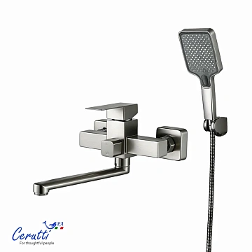 Смеситель для ванны Ceruttispa CLELIA VXLGR CT12065 из нержавеющей стали, серый матовый