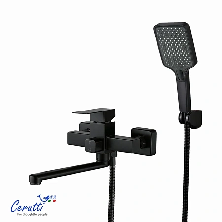 Смеситель для ванны Ceruttispa CLELIA VXLMB CT12066 из нержавеющей стали, черный матовый Смеситель для ванны Ceruttispa CLELIA VXLMB CT12066 из нержавеющей стали, черный матовый