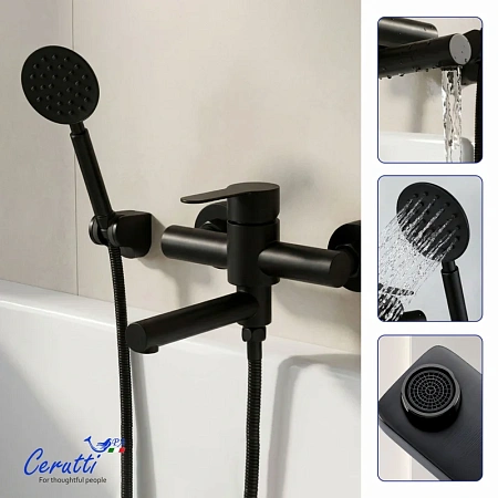 Смеситель для ванны Ceruttispa OVIDIO VMB CT12084 из нержавеющей стали, черный матовый Смеситель для ванны Ceruttispa OVIDIO VMB CT12084 из нержавеющей стали, черный матовый