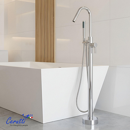 Смеситель для ванны Ceruttispa SELLA CT12134 напольный, из латуни, хром Смеситель для ванны Ceruttispa SELLA CT12134 напольный, из латуни, хром