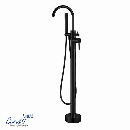 Смеситель для ванны Ceruttispa TOBIA B CT12114 напольный, из нержавеющей стали, черный матовый Смеситель для ванны Ceruttispa TOBIA B CT12114 напольный, из нержавеющей стали, черный матовый