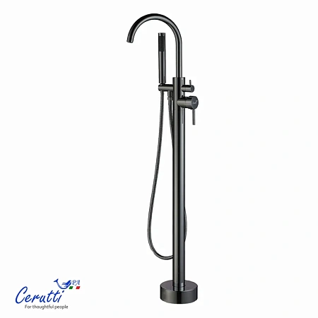 Смеситель для ванны Ceruttispa TOBIA GG CT12113 напольный, из нержавеющей стали, графит