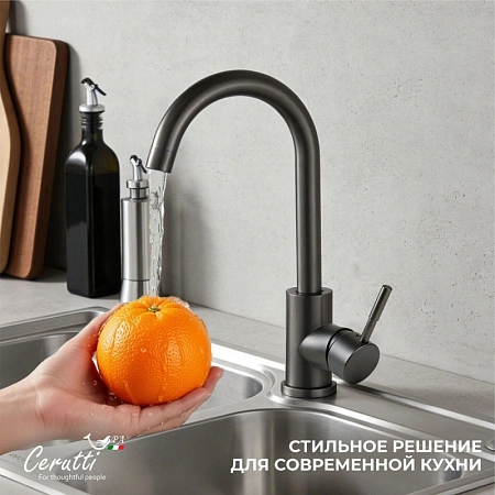 Смеситель для кухни Ceruttispa CELSO II GG CT12101 из нержавеющей стали, графит Смеситель для кухни Ceruttispa CELSO II GG CT12101 из нержавеющей стали, графит