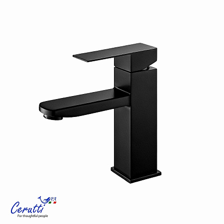 Смеситель для раковины Ceruttispa CLELIA MB CT12061 из нержавеющей стали, черный матовый Смеситель для раковины Ceruttispa CLELIA MB CT12061 из нержавеющей стали, черный матовый