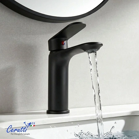 Смеситель для раковины Ceruttispa ORAZIO MB CT12070 из латуни, черный матовый Смеситель для раковины Ceruttispa ORAZIO MB CT12070 из латуни, черный матовый